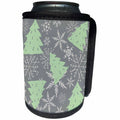 3dRose Anne Marie Baugh - Christmas - Cute Christmas Trees and Snowflakes Pattern - Can Cooler Bottle Wrap (cc_266587)