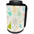 3dRose Anne Marie Baugh - Christmas - Cute Christmas Tress and Snowflakes In Pastel Colors Pattern - Can Cooler Bottle Wrap (cc_266591)