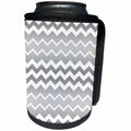 3dRose Anne Marie Baugh - Chevron Stripes - Chic Silver Chevron Stripes Pattern - Can Cooler Bottle Wrap (cc_266592)