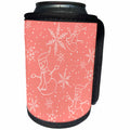 3dRose Anne Marie Baugh - Christmas - Pretty Snowmen and Snowflakes On A Pink Background Pattern - Can Cooler Bottle Wrap (cc_266597)