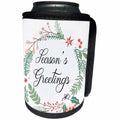 3dRose Anne Marie Baugh - Christmas - Cute Christmas Berry Wreath with Seasons Greetings Illustration - Can Cooler Bottle Wrap (cc_266599)