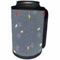 3dRose Anne Marie Baugh - Christmas - Cute Little Red, Yellow, and Pink Christmas Trees and Snowflakes - Can Cooler Bottle Wrap (cc_266613)