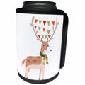 3dRose Anne Marie Baugh - Christmas - Cute Christmas Reindeer With Christmas Bunting Illustration - Can Cooler Bottle Wrap (cc_266616)