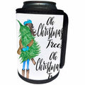 3dRose Anne Marie Baugh - Christmas - Cute Watercolor Girl Hugging A Christmas Tree With Oh Christmas Tree - Can Cooler Bottle Wrap (cc_266622)