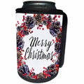 3dRose Anne Marie Baugh - Christmas - Pretty Pinecone and Berry Wreath With Merry Christmas Illustration - Can Cooler Bottle Wrap (cc_266623)