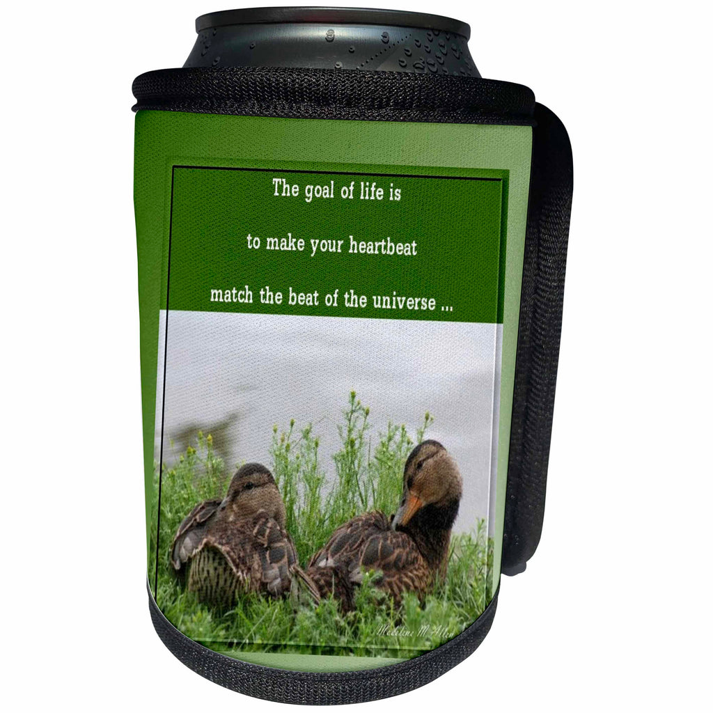 3dRose SmudgeArt Photography Art Designs - Female Mallards Quote - Can Cooler Bottle Wrap (cc_26663)