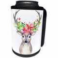 3dRose Anne Marie Baugh - Christmas - Pretty Watercolor Christmas Deer With Floral Antlers - Can Cooler Bottle Wrap (cc_266630)