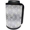 3dRose Anne Marie Baugh - Christmas - Pretty White Snowflakes On A Silver Background - Can Cooler Bottle Wrap (cc_266641)