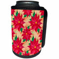 3dRose Anne Marie Baugh - Christmas - Pretty Watercolor Christmas Poinsettia Flowers Pattern - Can Cooler Bottle Wrap (cc_266642)
