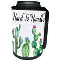3dRose Anne Marie Baugh - Word Art - Green Watercolor Cactus With Hard To Handle - Can Cooler Bottle Wrap (cc_266644)