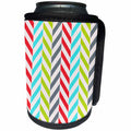 3dRose Anne Marie Baugh - Stripes - Red, Aqua, Green, Gray, and White Off Set Stripes - Can Cooler Bottle Wrap (cc_266669)