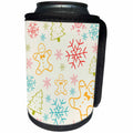 3dRose Anne Marie Baugh - Christmas - Cute Christmas Gingerbread Men, Christmas Trees, and Snowflakes - Can Cooler Bottle Wrap (cc_266676)