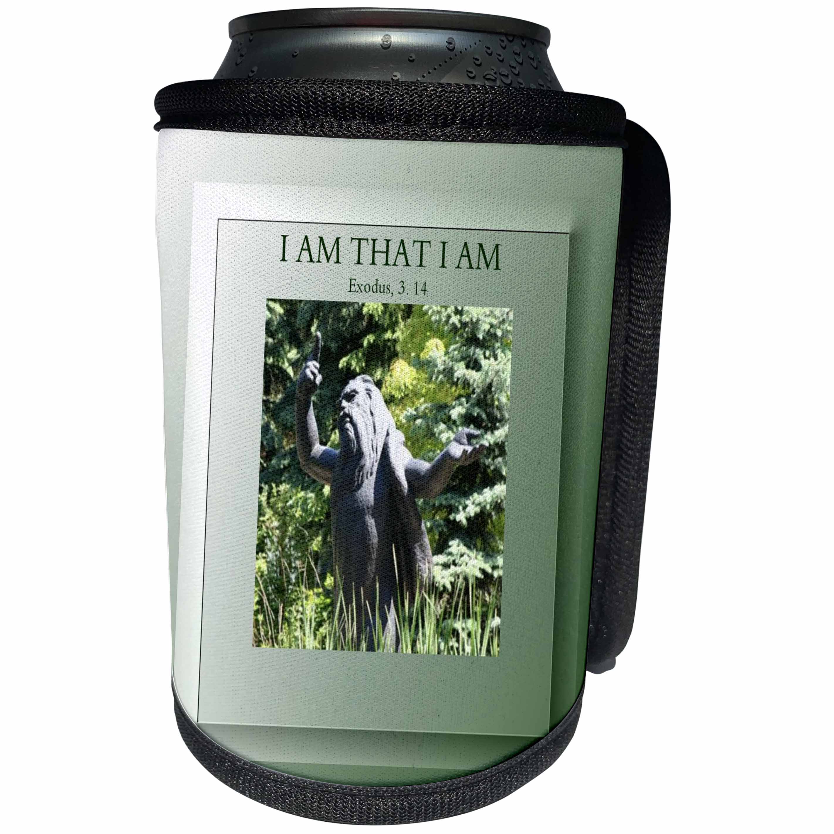 3dRose SmudgeArt Photography Art Designs - Moses In The Garden Exodus 3 14 - Can Cooler Bottle Wrap (cc_26669)