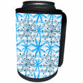 3dRose Anne Marie Baugh - Christmas - Pretty Blue Watercolor Snowflakes On Stripes Pattern - Can Cooler Bottle Wrap (cc_266691)