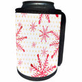 3dRose Anne Marie Baugh - Christmas - Pink Watercolor Snowflakes On A Pink Polka Dot Background - Can Cooler Bottle Wrap (cc_266704)