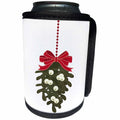 3dRose Anne Marie Baugh - Christmas - Red and Green Christmas Mistletoe Illustration - Can Cooler Bottle Wrap (cc_266707)