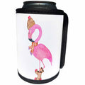 3dRose Anne Marie Baugh - Winter - Cute Watercolor Winter Pink Flamingo - Can Cooler Bottle Wrap (cc_266729)