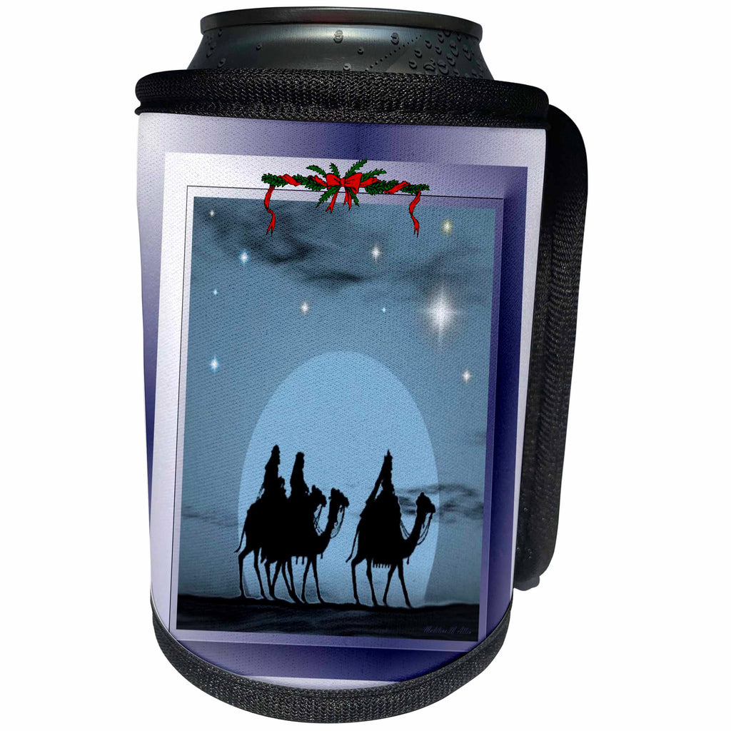 3dRose SmudgeArt All Things Christmas - Bethlehem - Can Cooler Bottle Wrap (cc_26673)