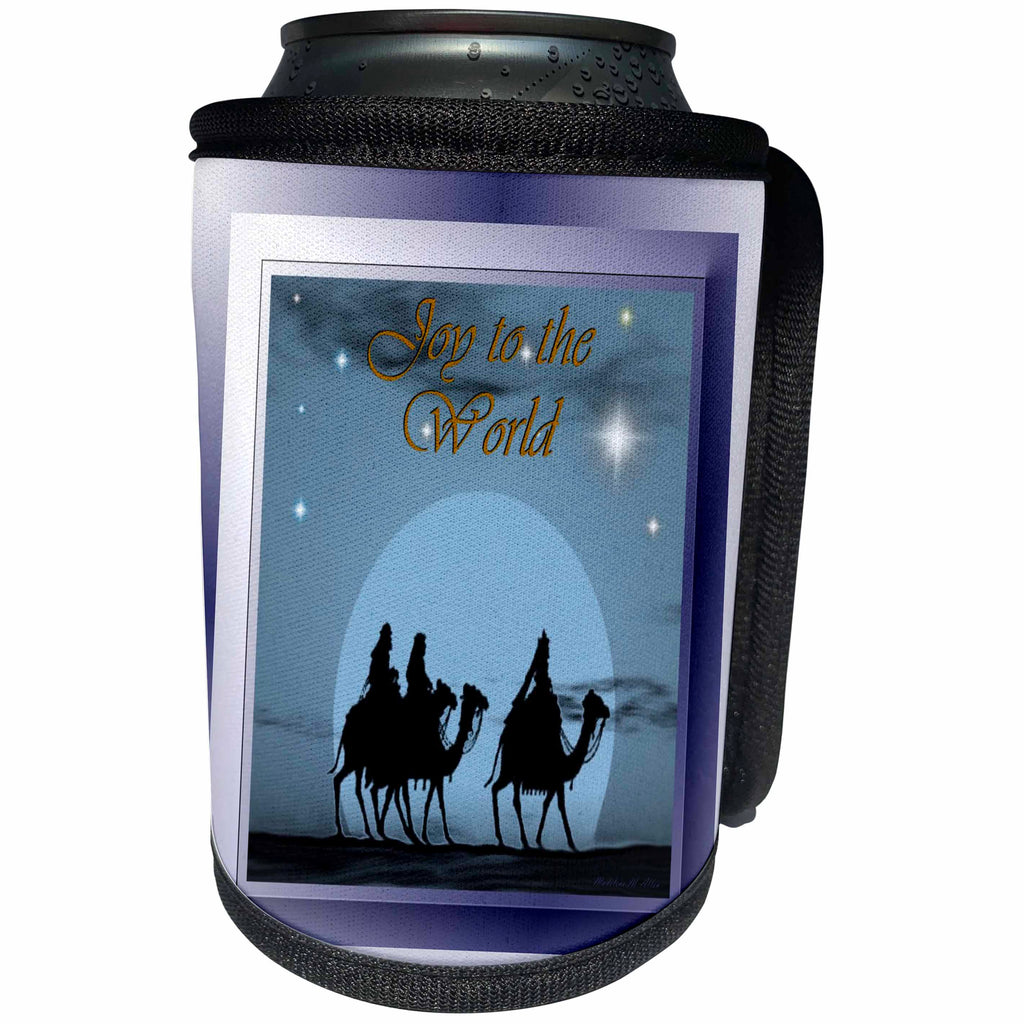 3dRose SmudgeArt All Things Christmas - Joy To The World - Can Cooler Bottle Wrap (cc_26674)