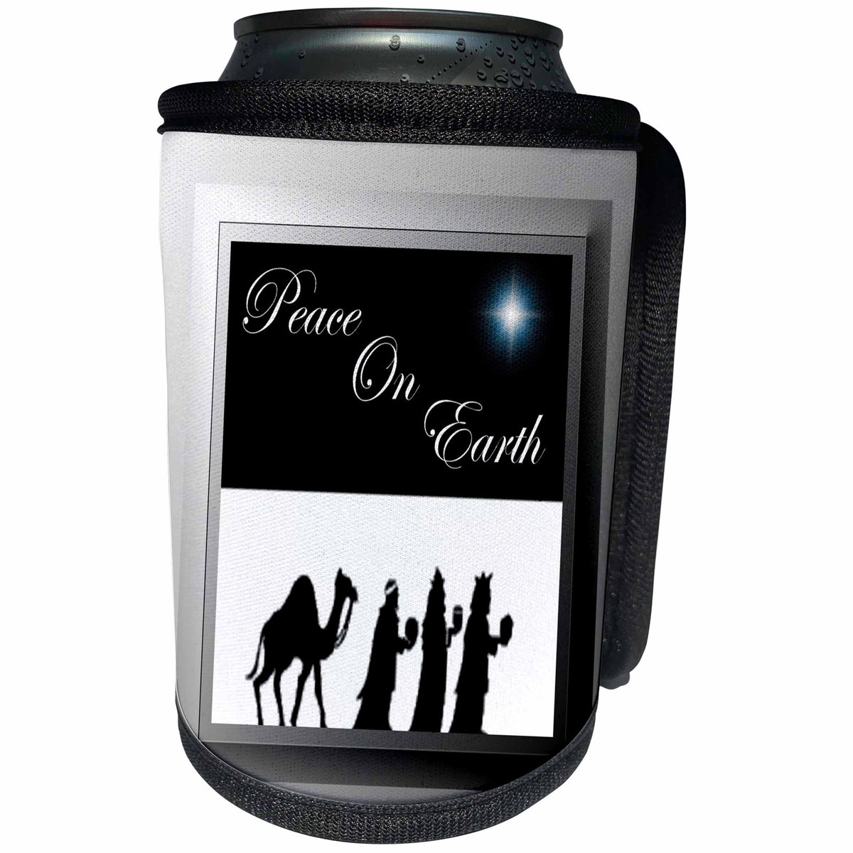 3dRose SmudgeArt All Things Christmas - Peace On Earth - Can Cooler Bottle Wrap (cc_26675)