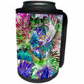3dRose Uta Naumann Pattern - Aloha Colorful Foliage Leaf Jungle Tropical Hawaii Pattern - Can Cooler Bottle Wrap (cc_266815)