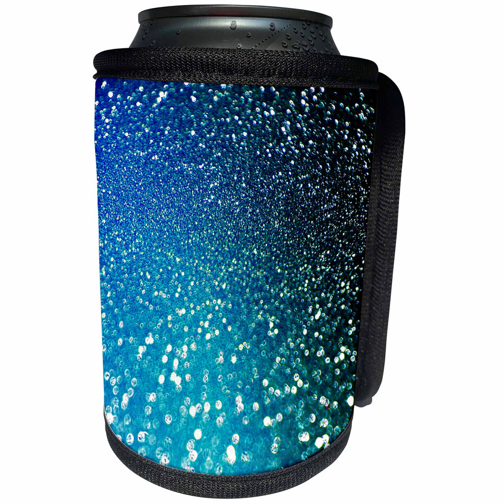 3dRose Uta Naumann Faux Glitter Pattern - Sparkling Ocean Blue Luxury Elegant Mermaid Glitter Effect Art print - Can Cooler Bottle Wrap (cc_266823)