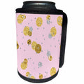 3dRose Uta Naumann Faux Glitter Pattern - Chic and Trendy Gold and Crystal Glittery Dots on Pastel Pink Pattern - Can Cooler Bottle Wrap (cc_266833)