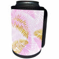 3dRose Uta Naumann Pattern - Aloha Gold Pink Palm Foliage Jungle Tropical Hawaii Pattern - Can Cooler Bottle Wrap (cc_266834)