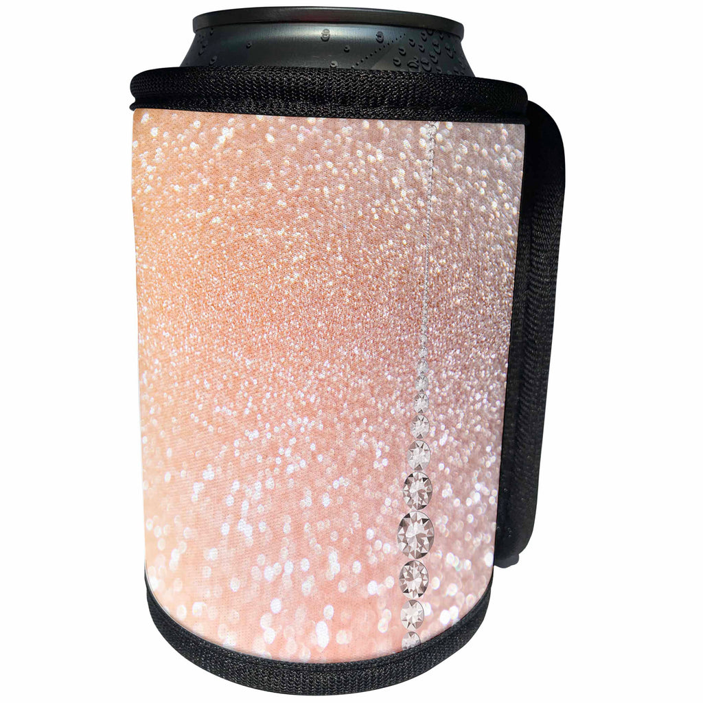 3dRose Uta Naumann Faux Glitter Pattern - Sparkling Peach Orange Luxury Elegant Mermaid Glitter Effect Art print - Can Cooler Bottle Wrap (cc_266835)