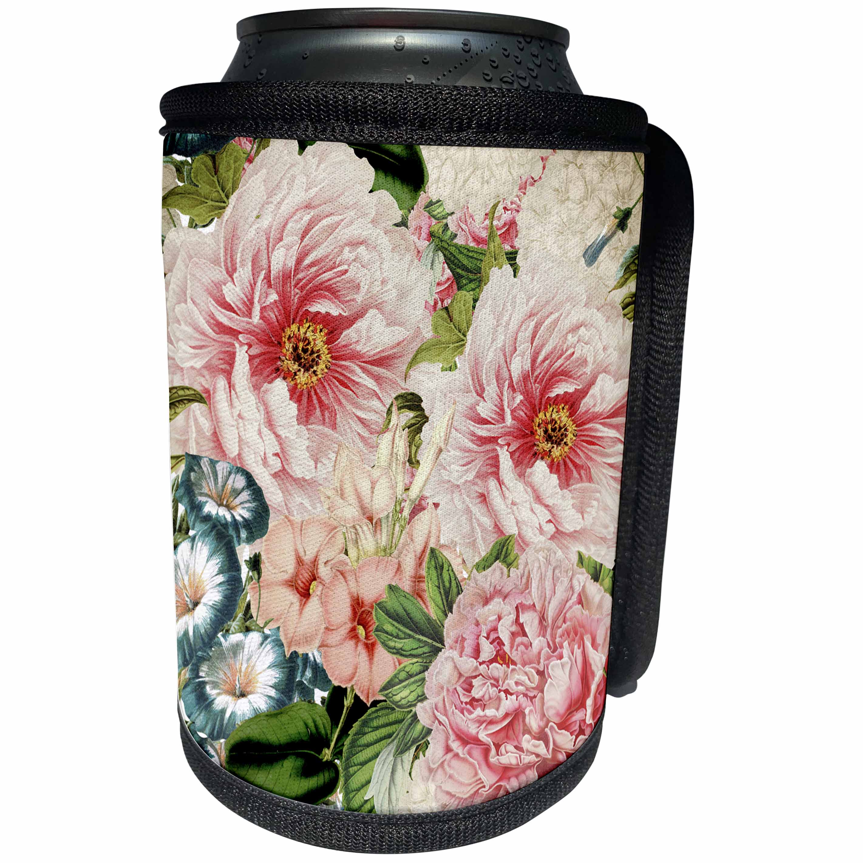 3dRose Uta Naumann Pattern - Trendy Chic Victorian Vintage Peony Flower Pattern - Can Cooler Bottle Wrap (cc_266836)