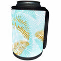3dRose Uta Naumann Pattern - Aloha Gold Teal Palm Foliage Jungle Tropical Hawaii Pattern - Can Cooler Bottle Wrap (cc_266840)