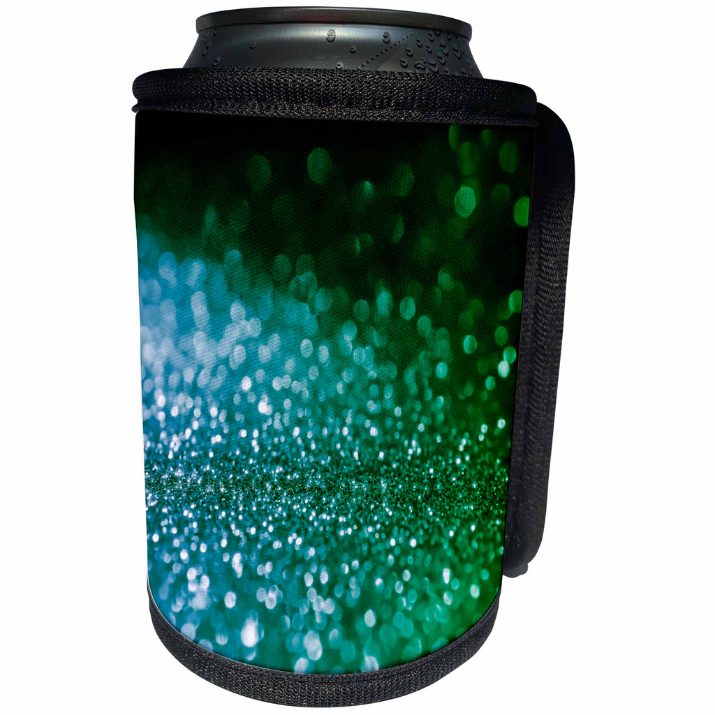 3dRose Uta Naumann Faux Glitter Pattern - Sparkling Ocean Blue Green Elegant Mermaid Glitter Effect Art print - Can Cooler Bottle Wrap (cc_266842)