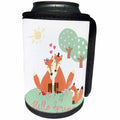 3dRose Uta Naumann Watercolor Illustration Animal - Woodland Forest Friends- Foxes in Love- Illustration for Kids - Can Cooler Bottle Wrap (cc_266846)