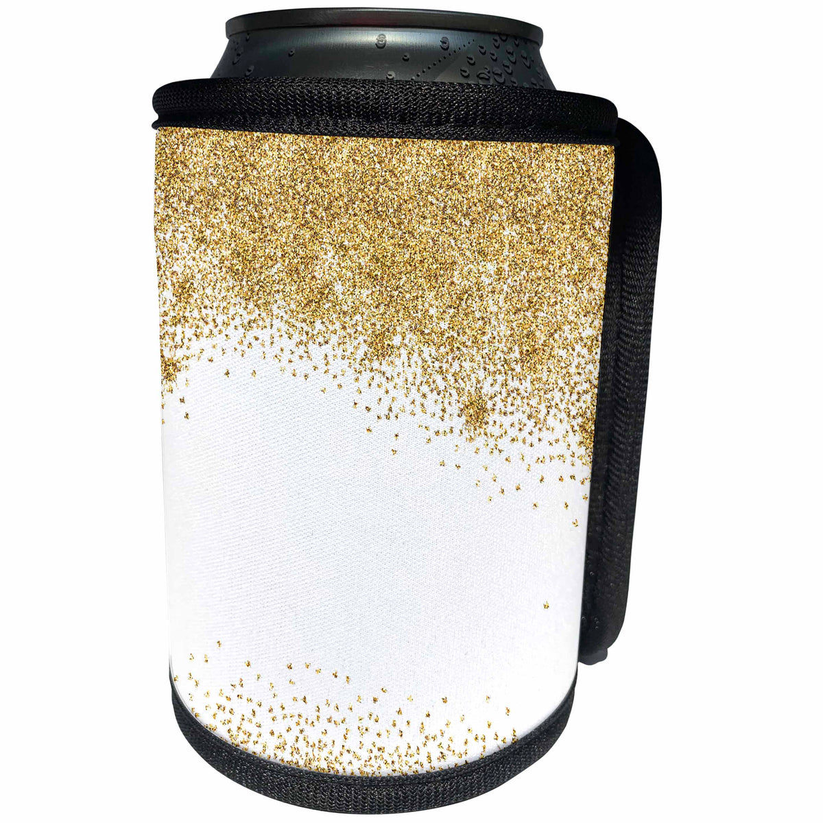 3dRose Uta Naumann Faux Glitter Pattern - Gold Sparkling Faux Glitter Effect Art print On White - Can Cooler Bottle Wrap (cc_266848)