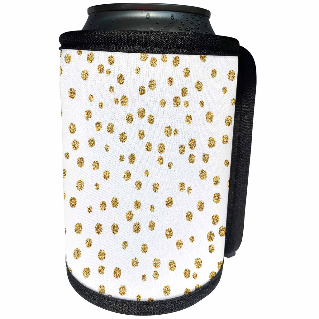 3dRose Uta Naumann Faux Glitter Pattern - Trendy Gold Feminine Faux Glitter Dot Circle Pattern - Can Cooler Bottle Wrap (cc_266849)