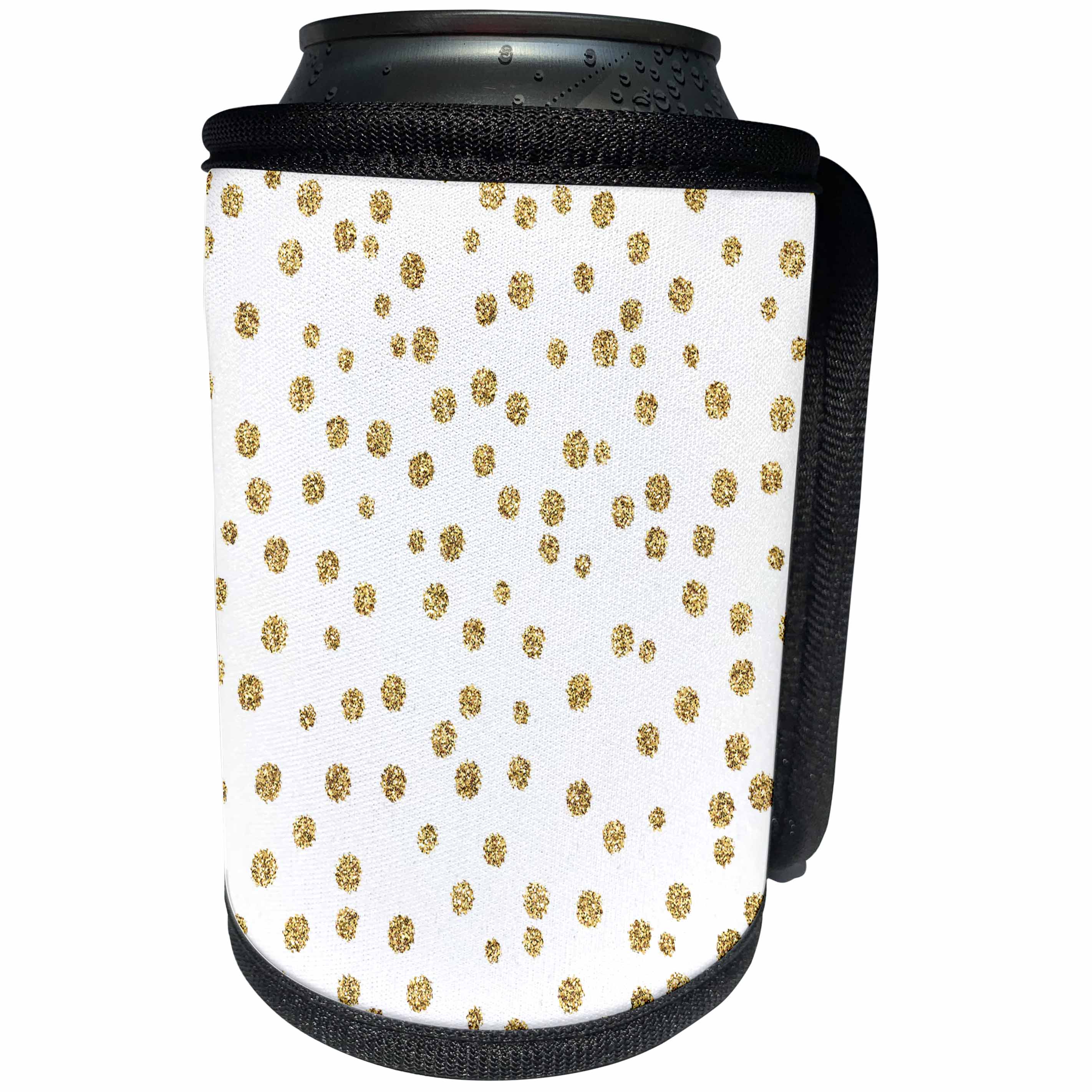 3dRose Uta Naumann Faux Glitter Pattern - Trendy Gold Feminine Faux Glitter Dot Circle Pattern - Can Cooler Bottle Wrap (cc_266849)