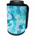 3dRose Uta Naumann Faux Glitter Pattern - Trendy Mermaid Waves Sparkle Blue Ocean Faux Glitter Pattern - Can Cooler Bottle Wrap (cc_266850)
