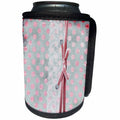 3dRose Uta Naumann Vintage Lace Collection - White Floral Lace-Diamond On Pink Polka Dot Grunge Paper Background - Can Cooler Bottle Wrap (cc_266857)
