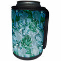 3dRose Uta Naumann Pattern - Aqua Teal Retro Foliage Succulent and Cactus Pattern - Can Cooler Bottle Wrap (cc_266865)