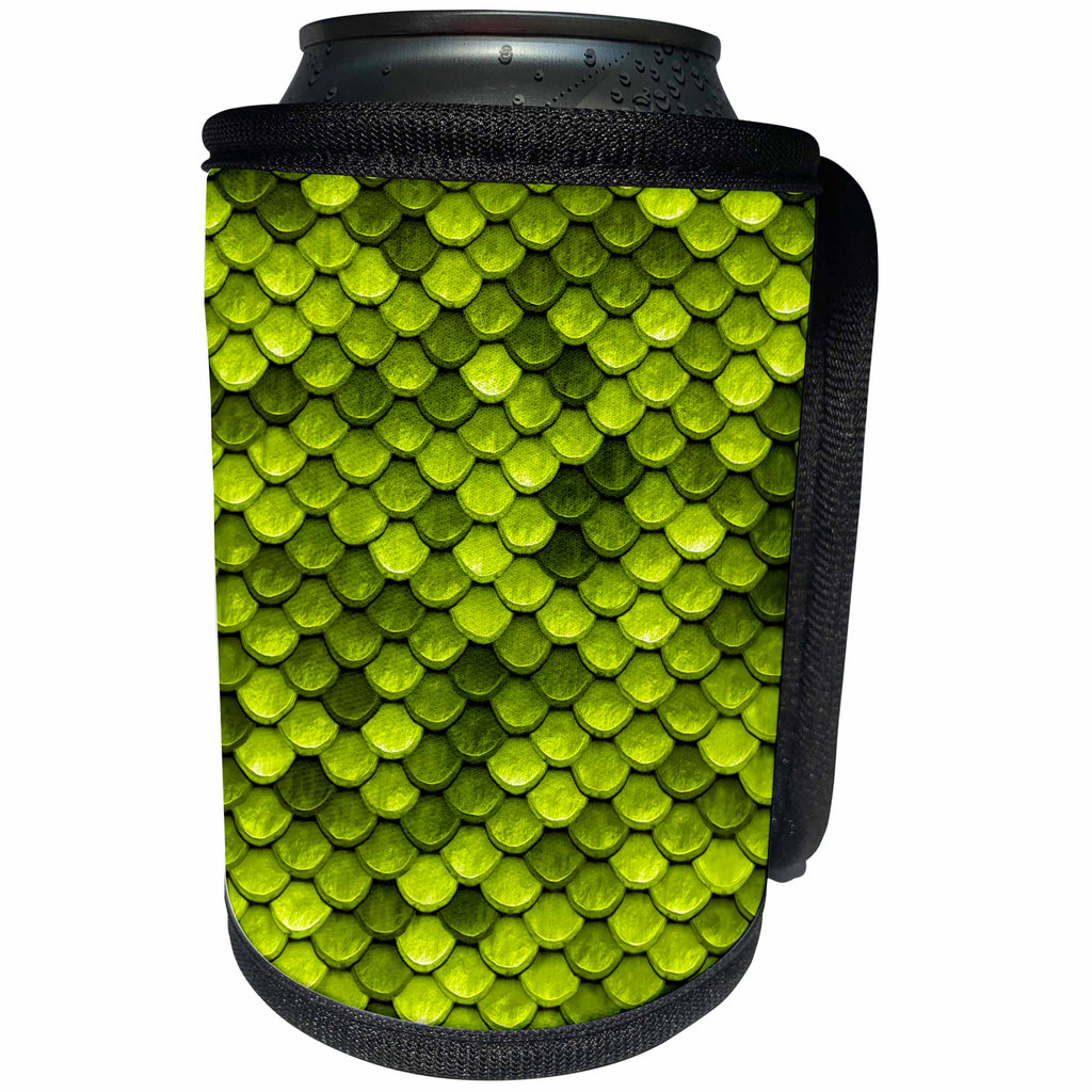 3dRose Uta Naumann Faux Glitter Pattern - Shiny Green Gold Luxury Elegant Mermaid Scales Glitter Effect Art print - Can Cooler Bottle Wrap (cc_266871)