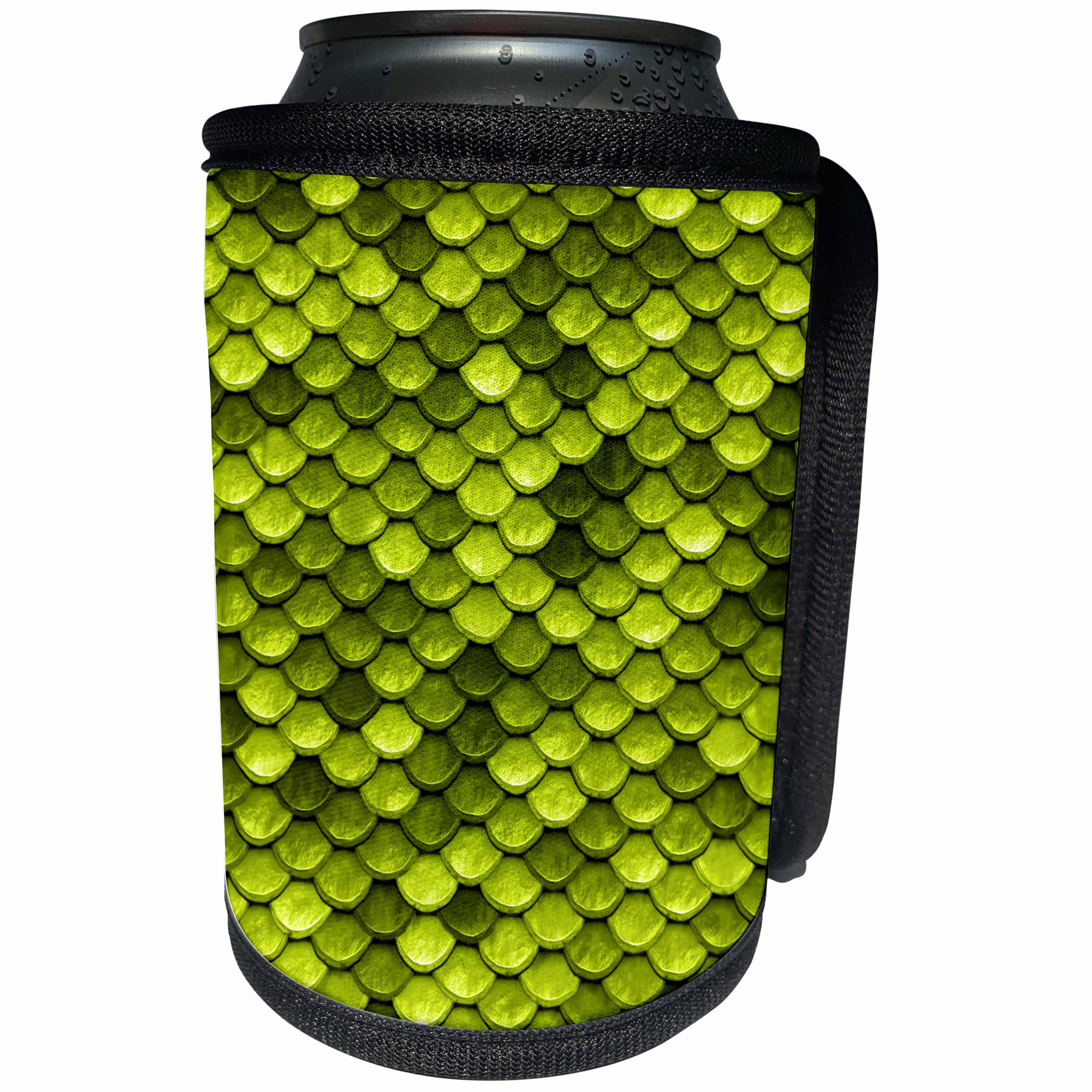 3dRose Uta Naumann Faux Glitter Pattern - Shiny Green Gold Luxury Elegant Mermaid Scales Glitter Effect Art print - Can Cooler Bottle Wrap (cc_266871)