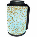 3dRose Uta Naumann Faux Glitter Pattern - Girly Gold Glittery Polka Dots Confetti On Teal Sky - Can Cooler Bottle Wrap (cc_266883)