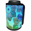 3dRose Uta Naumann Faux Glitter Pattern - Sparkling Green and Blue Shiny Glitter Flower - Can Cooler Bottle Wrap (cc_266896)
