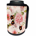 3dRose Uta Naumann Pattern - Elegant Victorian Pink Vintage Peony and Ipomea Pattern - Can Cooler Bottle Wrap (cc_266899)