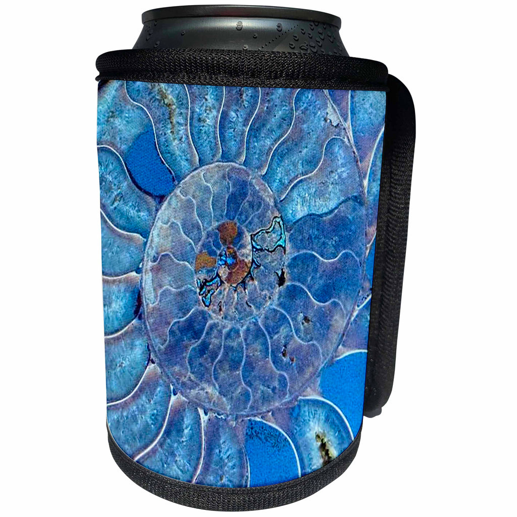 3dRose Uta Naumann Pattern - Blue Seashell-Mother-of-Pearl Closeup - Can Cooler Bottle Wrap (cc_266903)