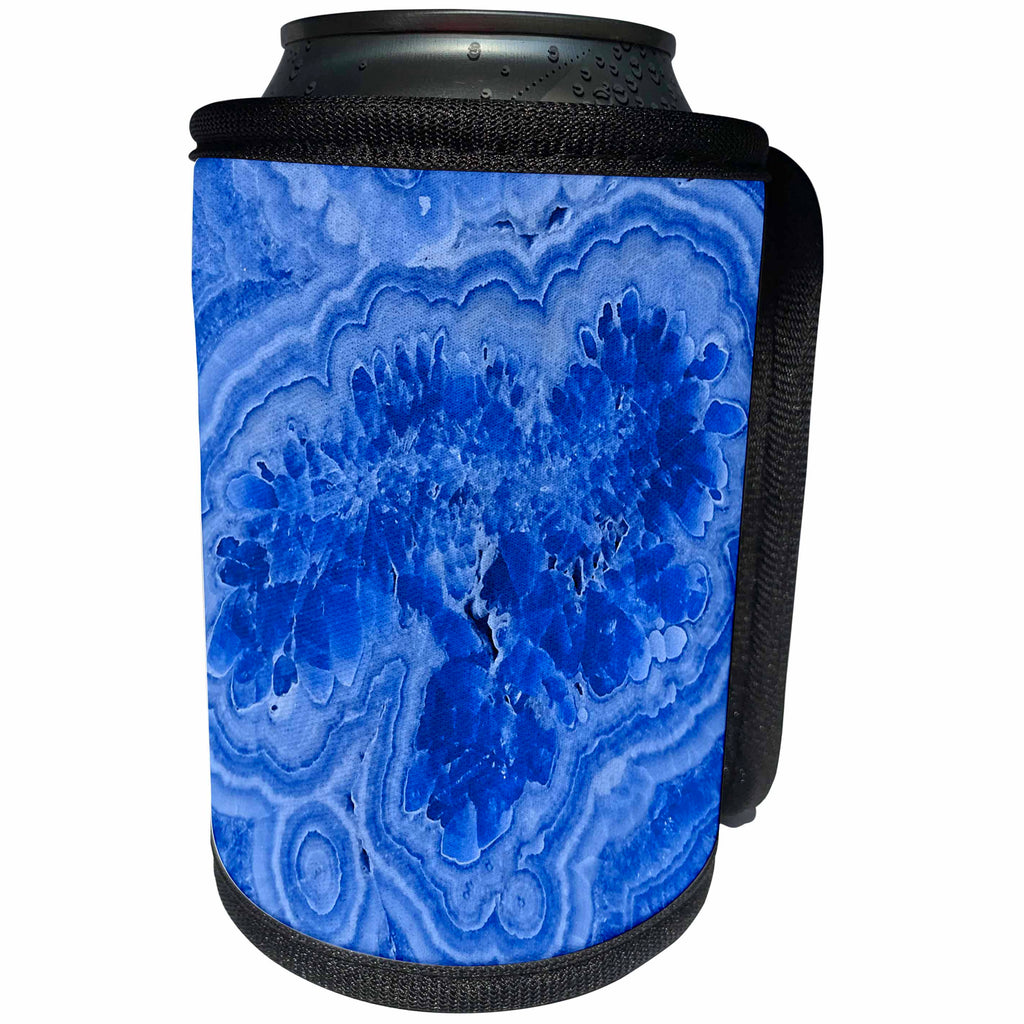 3dRose Uta Naumann Pattern - Luxury Blue Marble Agate Gem Mineral Stone - Can Cooler Bottle Wrap (cc_266905)