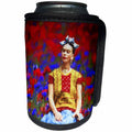 3dRose Uta Naumann Watercolor Illustration - Frida- Free Artistic Adaptation of the Mexican Paintress - Can Cooler Bottle Wrap (cc_266910)