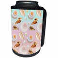 3dRose Uta Naumann Pattern - White Pearls and Seashells in Pink and Teal Pastel Pattern - Can Cooler Bottle Wrap (cc_266915)