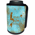 3dRose Uta Naumann Sayings and Typography - Gold Glittery Mermaid Quote on Sparkling Teal - Can Cooler Bottle Wrap (cc_266916)