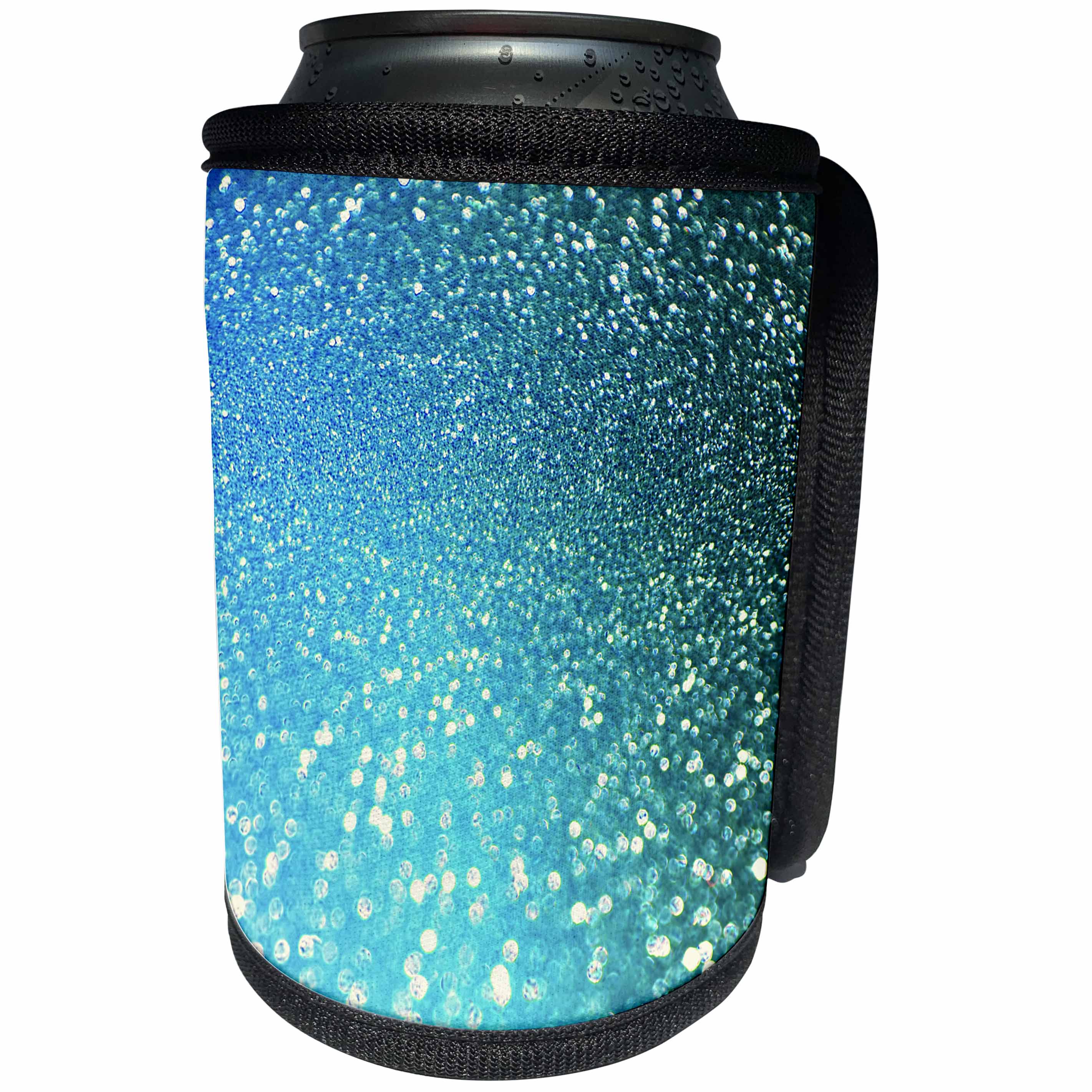 3dRose Uta Naumann Faux Glitter Pattern - Sparkling Beach Blue Luxury Elegant Mermaid Glitter Effect Art print - Can Cooler Bottle Wrap (cc_266918)